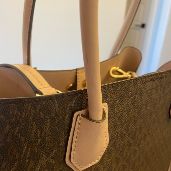 Michael Kors Mercer Gallery Small Signature Logo Satchel - brown/soft pink - Picture 10 of 11